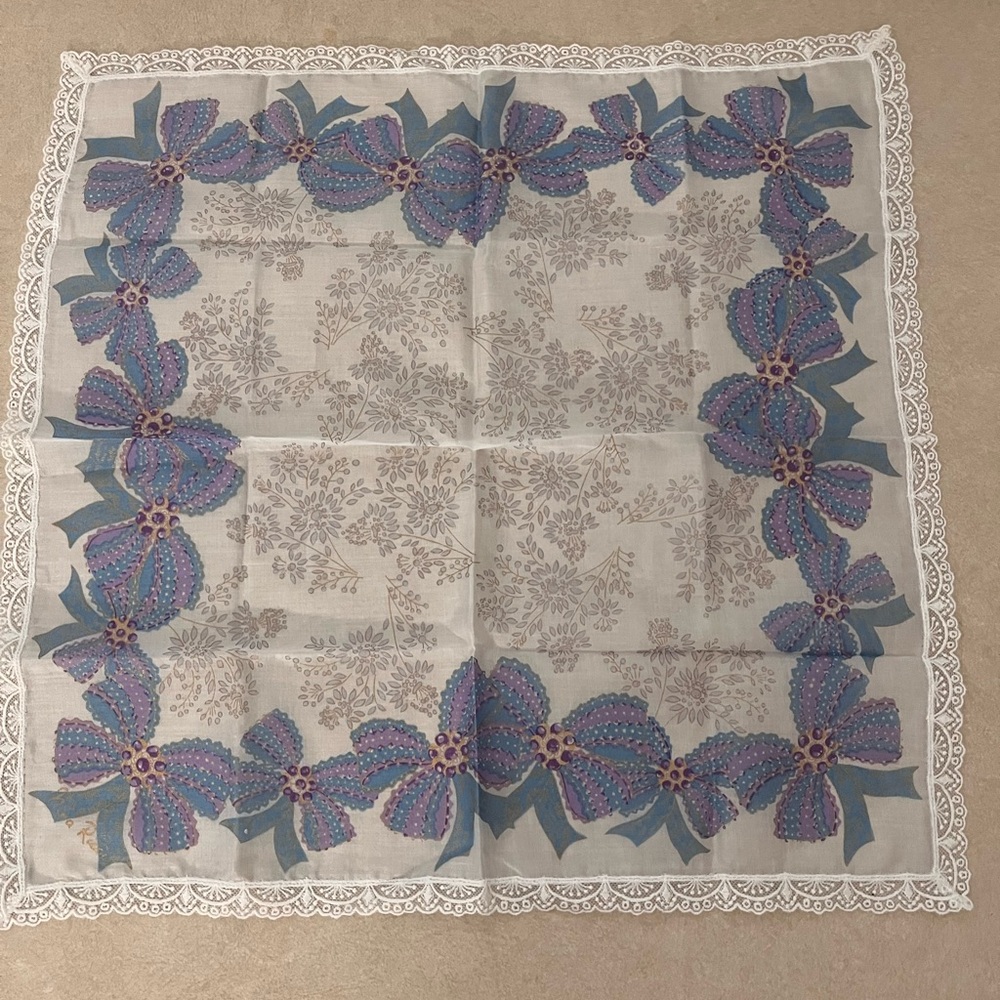 Rare Nina Ricci Handkerchief Bow Pattern 100% Cotton Vintage
